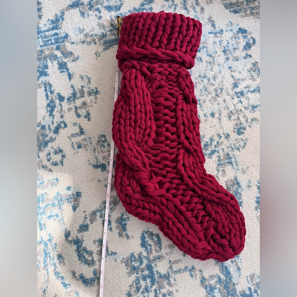 Pottery Barn Red Chunky Knit Christmas Stocking 20” Holiday Decor